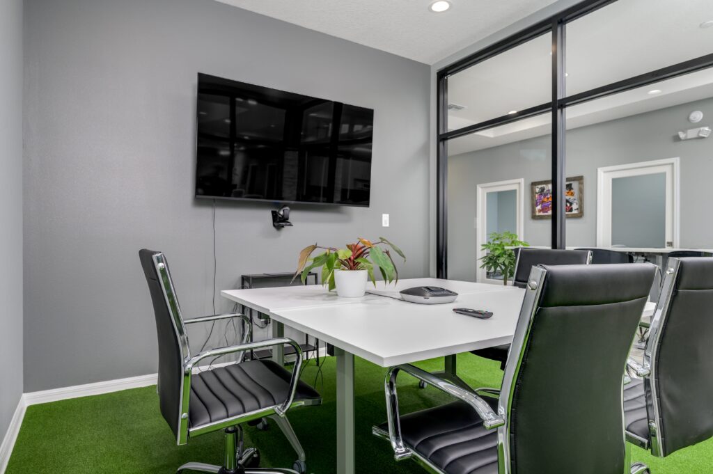 The main conference room at Mango Space coworking space Wesley Chapel